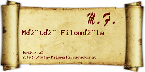 Máté Filoméla névjegykártya